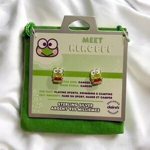 Sanrio Keroppi sterling silver NWT earrings